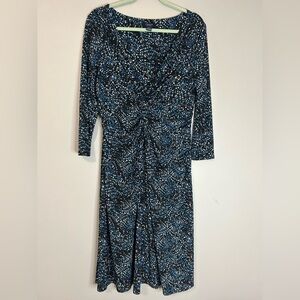 Chaps Blue and Black Long Sleeve Dress, Size L
